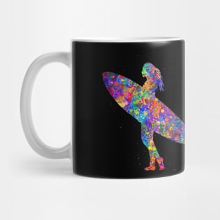 Surfer girl watercolor Mug